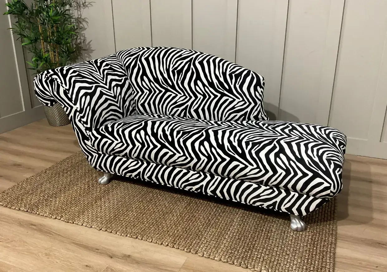Zebra print chaise lounge