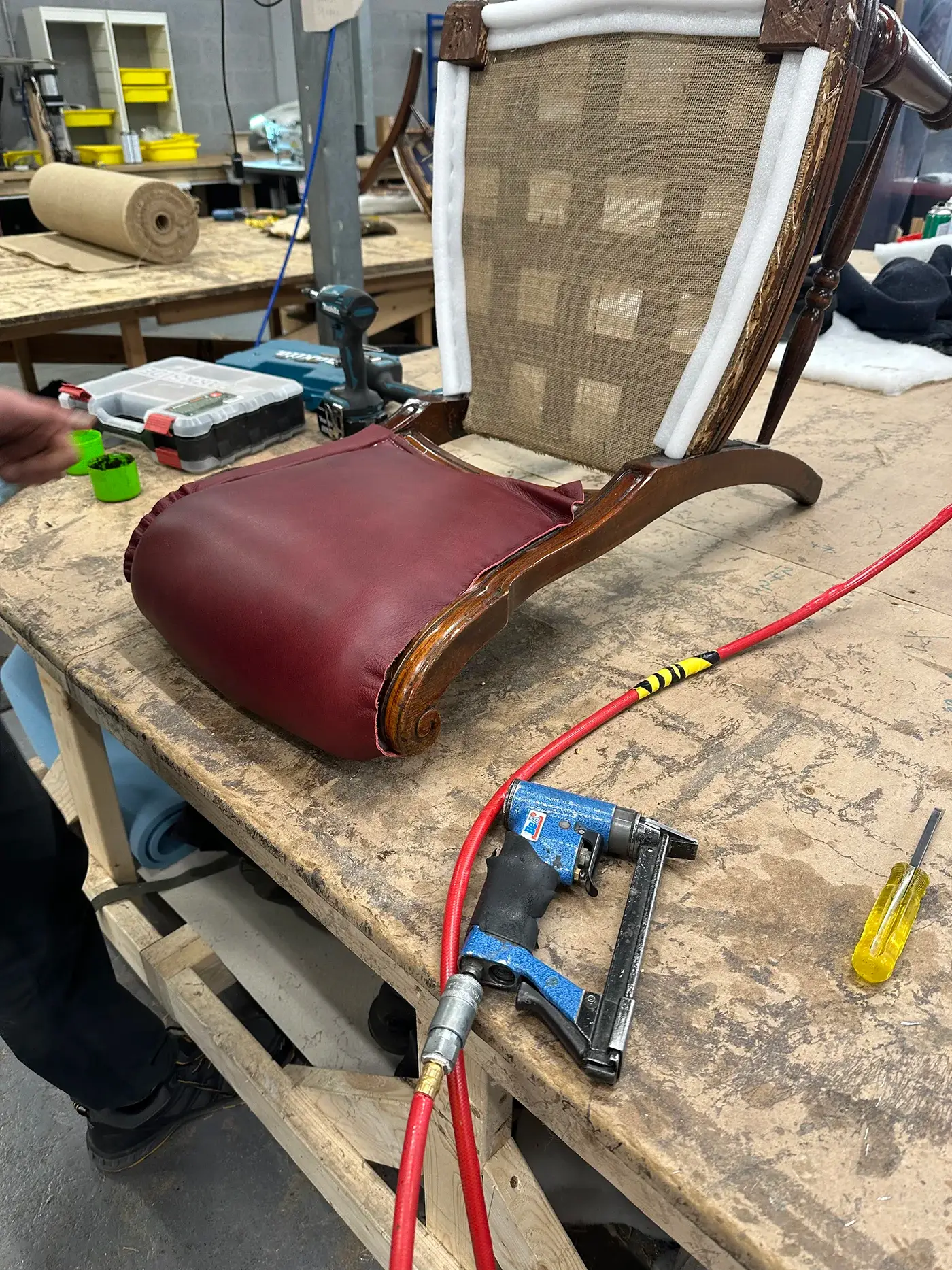 Mod Chair Reupholstery In Progress 1